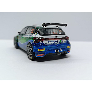 Miniatura personalizada base IXO RPT038 do Hyundai i20 Rally2 #32 - 45º classificado Rally Monte-Carlo 2023 - William Creighton/Liam Regan