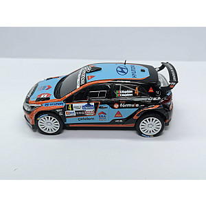 Miniatura personalizada base IXO RPT037 do Hyundai i20 R5 #4 - 4º classificado Rally Vinho da Madeira 2020 - Bruno Magalhães/ Carlos Magalhães