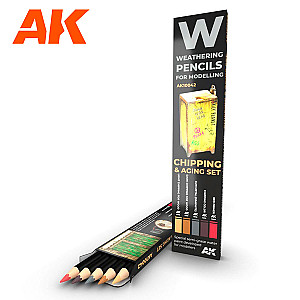 Chipping & aging set da AK Interactive - Para obter lascas profundas e superficiais. Perfeito para aparas de madeira