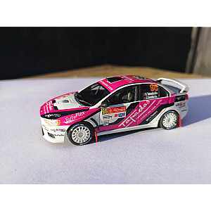 Miniatura personalizada base IXO do Mitsubishi Lancer EVO X #96 - 53º classificado Rali de Portugal 2015 - Francisco Teixeira/ João Serôdio