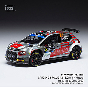 IXO Citröen C3 Rally2 #24 pilotado por E. Camilli/ Y. Roche no Rali Monte-Carlo 2022