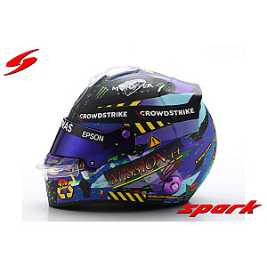 Mini capacete à escala 1/5 da Spark do piloto Lewis Hamilton utilizado na vitória do GP de Inglaterra de 2021