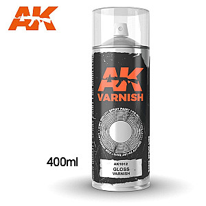 Gloss varnish spray da AK Interactive - Spray de verniz brilhante. Spray de 400ml