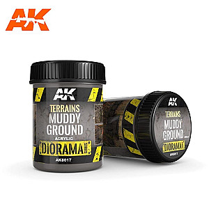 Terrains muddy ground da AK Interactive - Para recriar superfícies enlameadas e grossas ricas em textura. Pote de 250ml