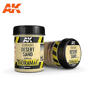 Terrains desert sand da AK Interactive - Para recriar qualquer tipo de cena do deserto, como o Norte de África. Pote de 250ml