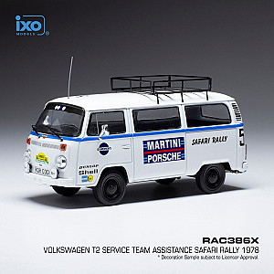 Carrinha de assistência à escala 1/43 do VW T2 bus "Team Porsche Martini" da IXO do Rali Safari de 1978