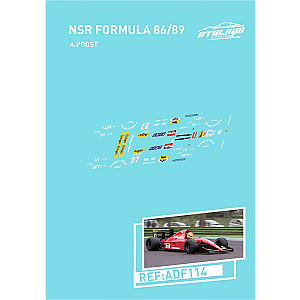 Decalque 1/32 completo da Atalaya Decals para NSR F1 86-89 Ferrari do Alain Prost