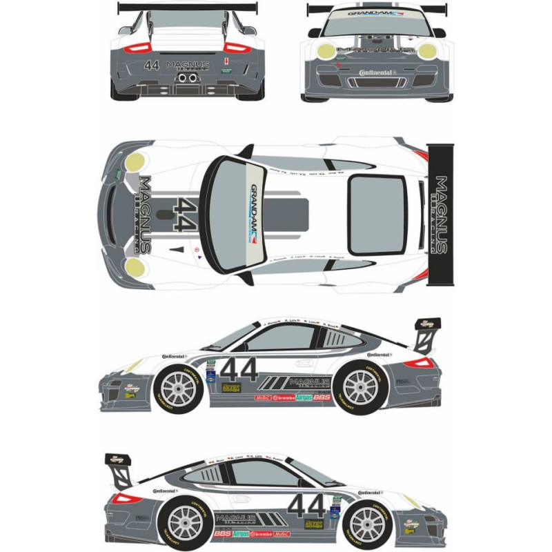 Decalque 1/24 Porsche 911 GT3 nº 44 Magnus Racing 24 Horas Daytona 2012