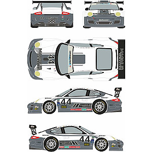 Decalque da Racing Decals 43 na escala 1/24 para Porsche 911 GT3 nº 44 Magnus Racing 24 Horas Daytona 2012