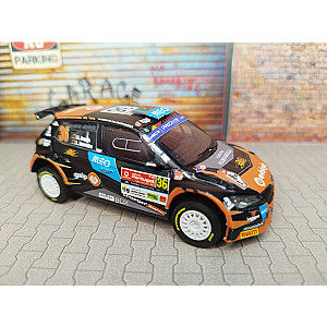 Miniatura personalizada RPT044 base IXO do Skoda Fabia Rally2 EVO #36 - 17º classificado Rally de Portugal 2023 - Armindo Araújo/ Luís Ramalho