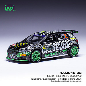 IXO 1:43 IXORAM918 Skoda Fabia RS Rally2 #22 - 14º classificado Rali Monte-Carlo 2023 -  Oliver Solberg/ Elliott Edmondson