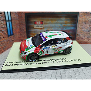 Miniatura personalizada RPT073 base IXO VW Polo GTI Rally2 #1 - 1º classificado Legend Fires North West Stages 2024 - Chris Ingram & Alexander Kihurani