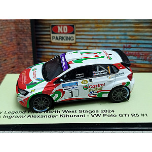 Miniatura personalizada RPT073 base IXO VW Polo GTI Rally2 #1 - 1º classificado Legend Fires North West Stages 2024 - Chris Ingram & Alexander Kihurani