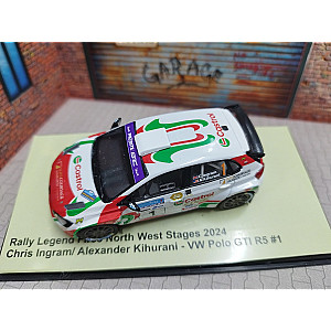 Miniatura personalizada RPT073 base IXO VW Polo GTI Rally2 #1 - 1º classificado Legend Fires North West Stages 2024 - Chris Ingram & Alexander Kihurani