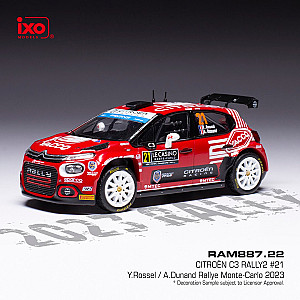 IXO 1:43 IXORAM887 Citröen C3 Rally2 #22 - 9º classificado Rally Monte-Carlo 2023 - Yohan Rossel/ Arnaud Dunand