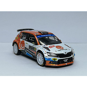 Miniatura personalizada RPT048 base IXO do Skoda Fabia Rally2 EVO #25 - 14º classificado Rally Monte-Carlo 2022 - Chris Ingram/ Ross Whittock