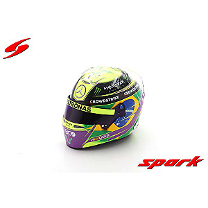 Mini capacete à escala 1/5 da Spark 5HF085 do piloto Lewis Hamilton #44 utilizado no GP F1 do Brasil 2022